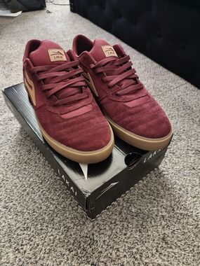 Men’s Burgundy Suede Sneakers with Gum Sole